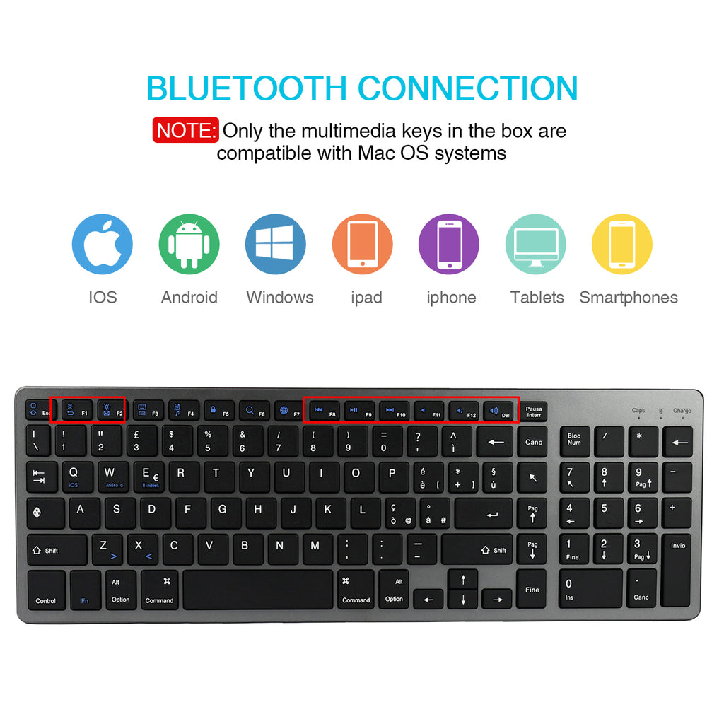 Universal Rechargeable Bluetooth Keyboard for Phone and Tablet