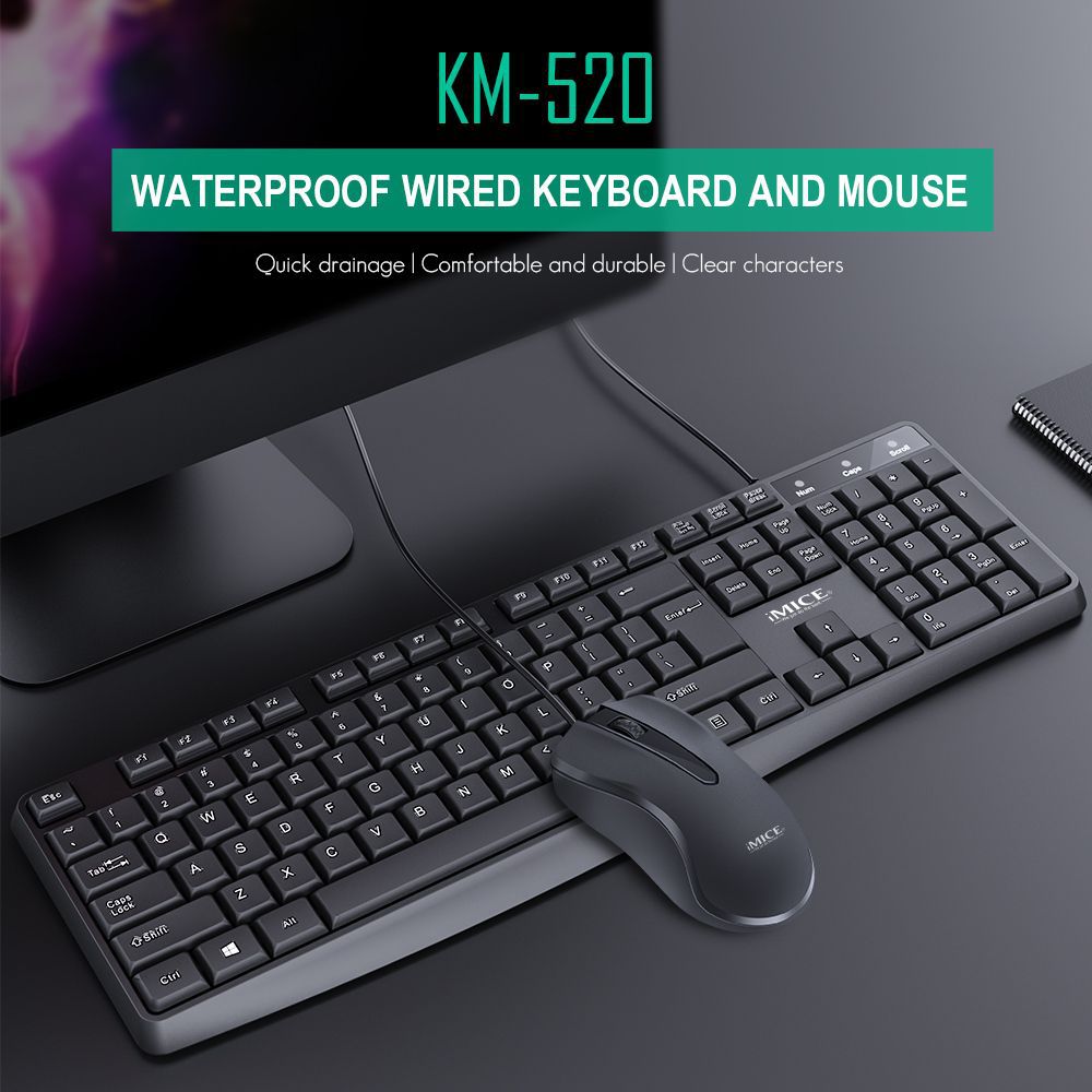 KM-520 Clavier filaire et jeu de souris Home Office 104 clés Plug and Play