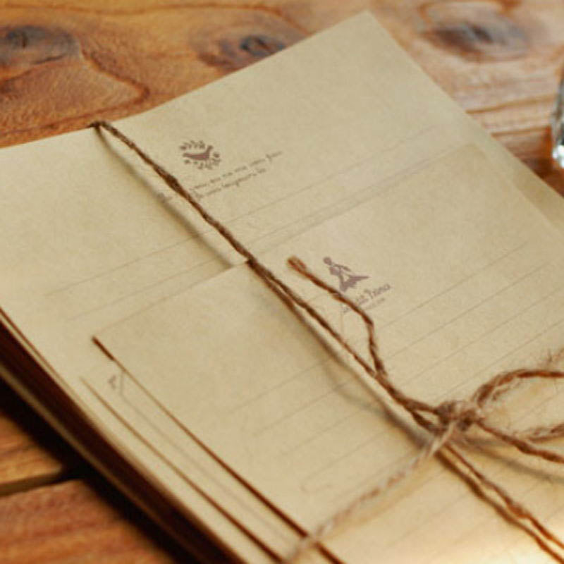 Ancien ensemble de papeterie en papier Kraft 10 feuilles plus 2 petites notes