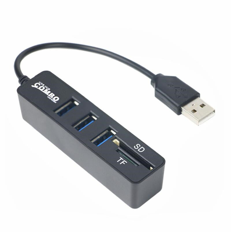 Lecteur de cartes multifonctions HUB USB2.0 Hub Extension Splitter