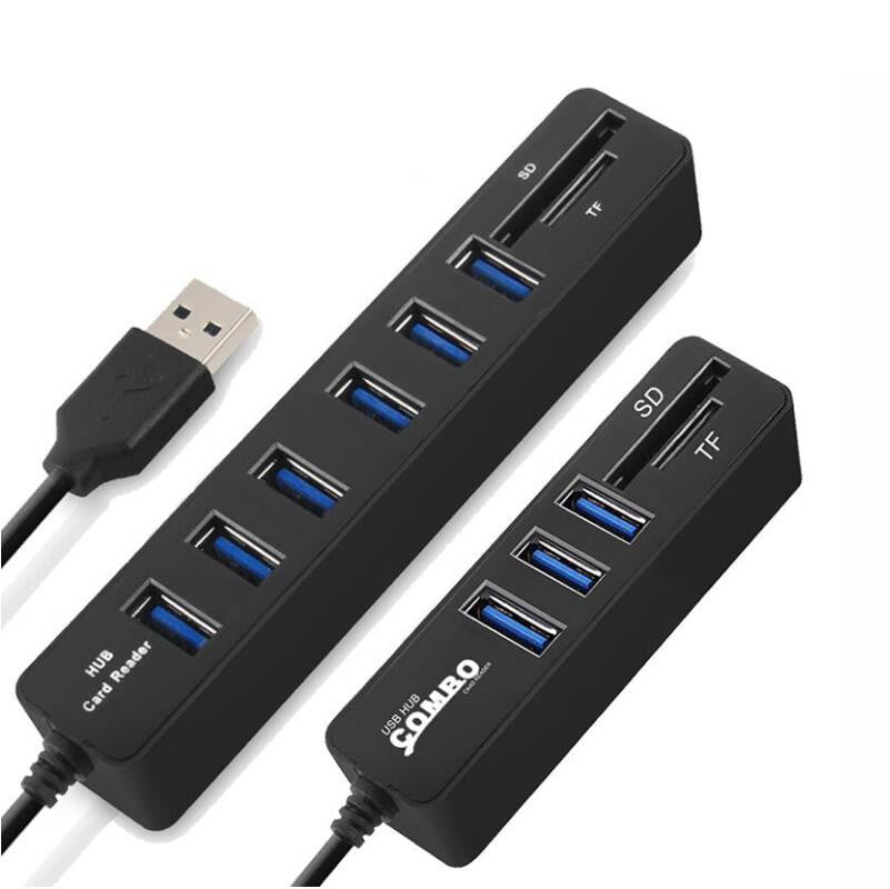 Lecteur de cartes multifonctions HUB USB2.0 Hub Extension Splitter