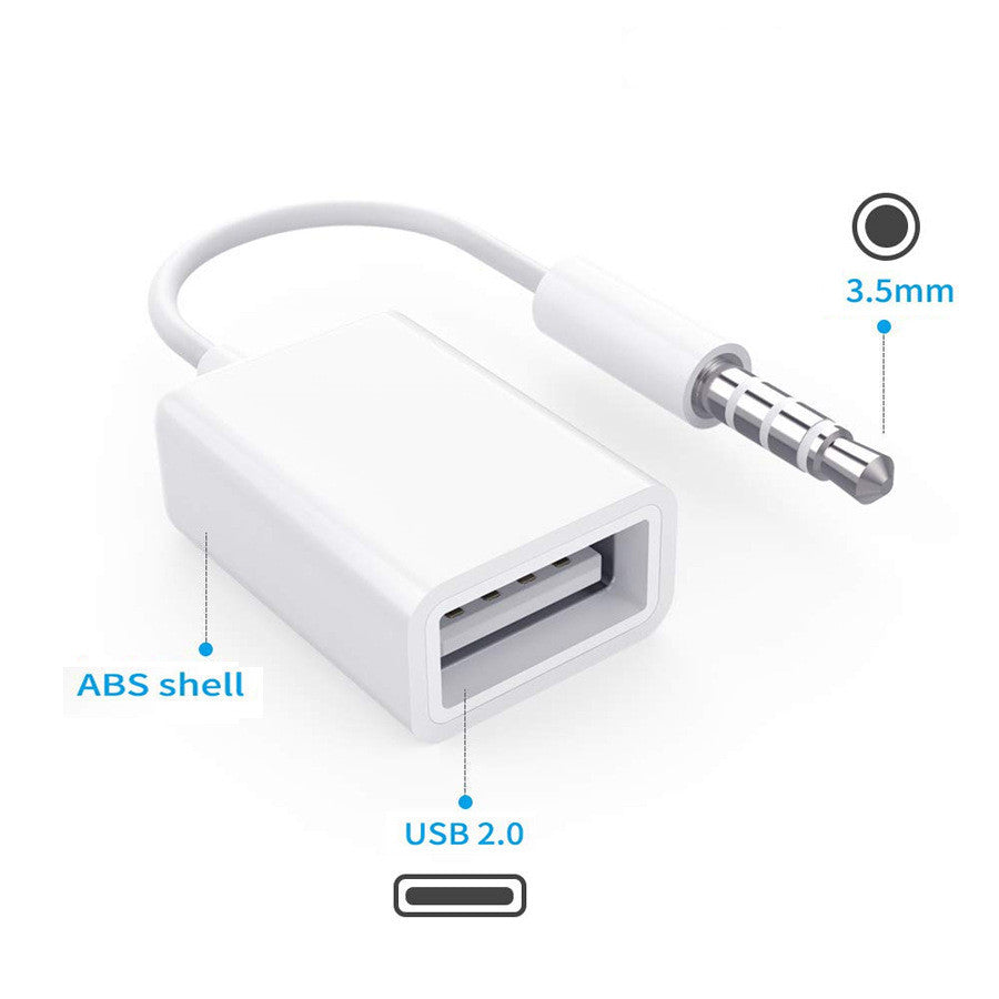 Voiture MP3 3.5mm Homme AUX Audio Socket Jack to USB 2.0 femelle convertisseur câble Corde de voiture Interi