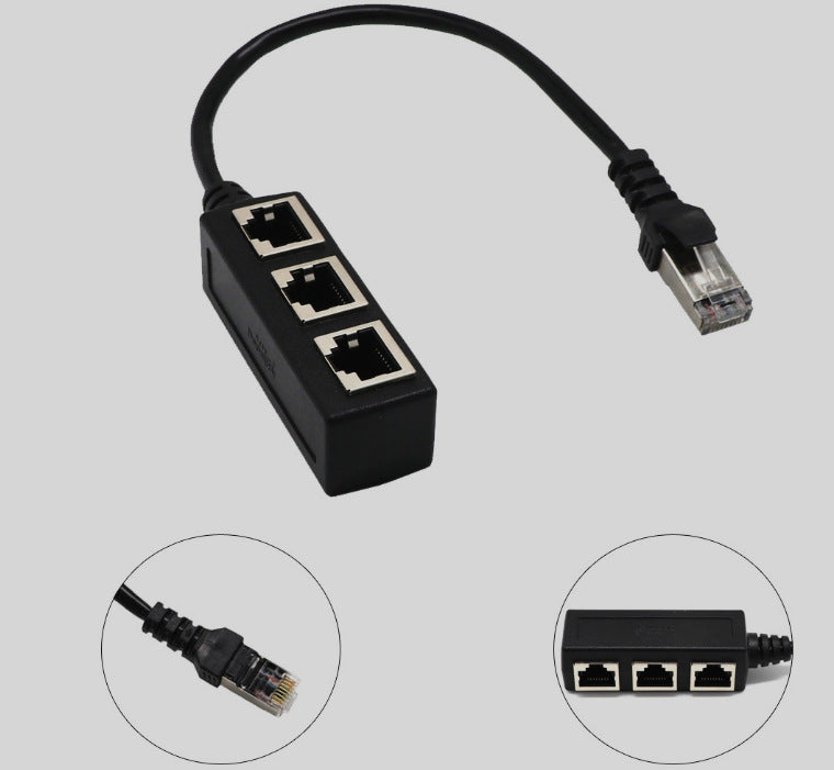 1 to 3 Socket RJ45 Ethernet Network Connector Splitter Adapter