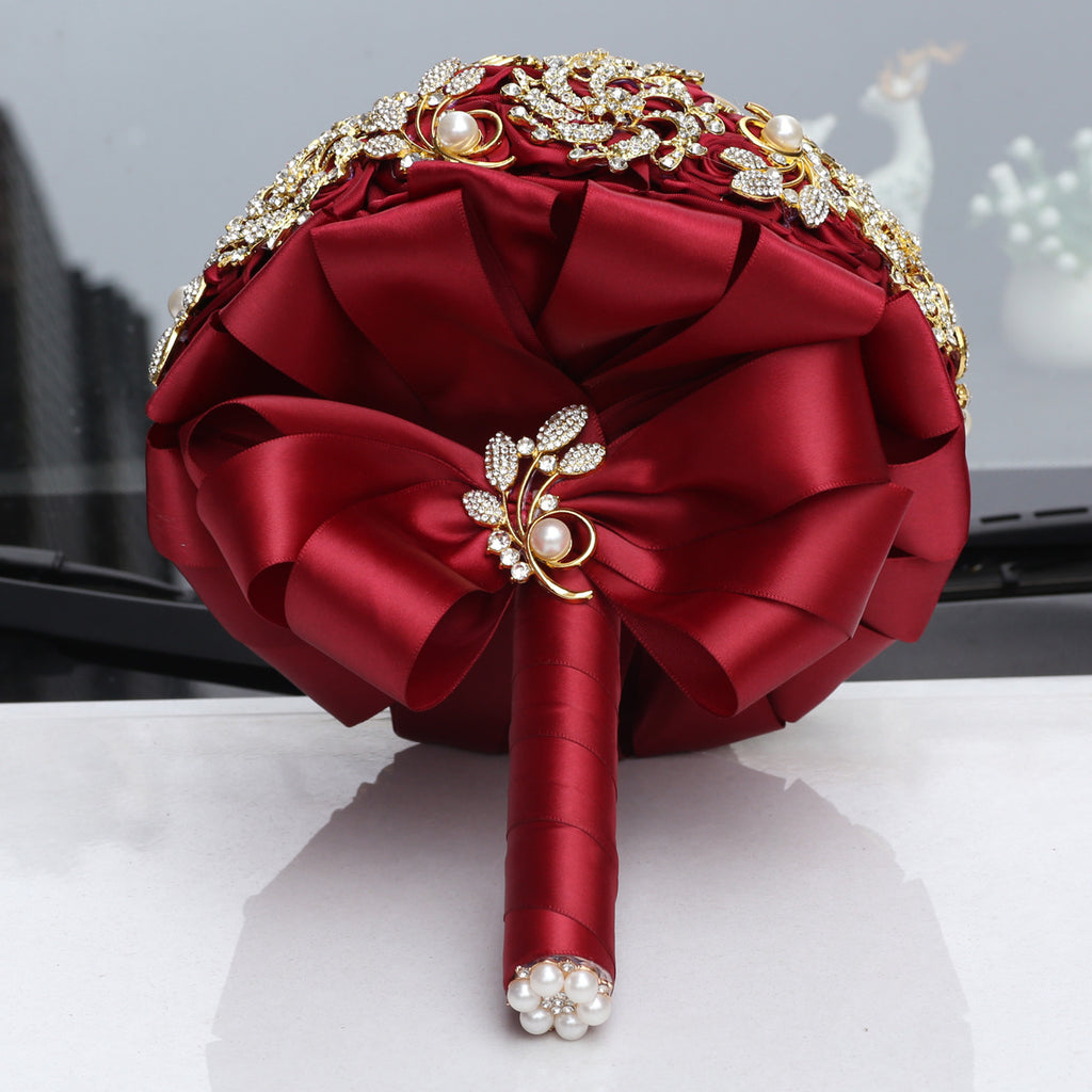 Bouquet de mariée en diamant complet doré