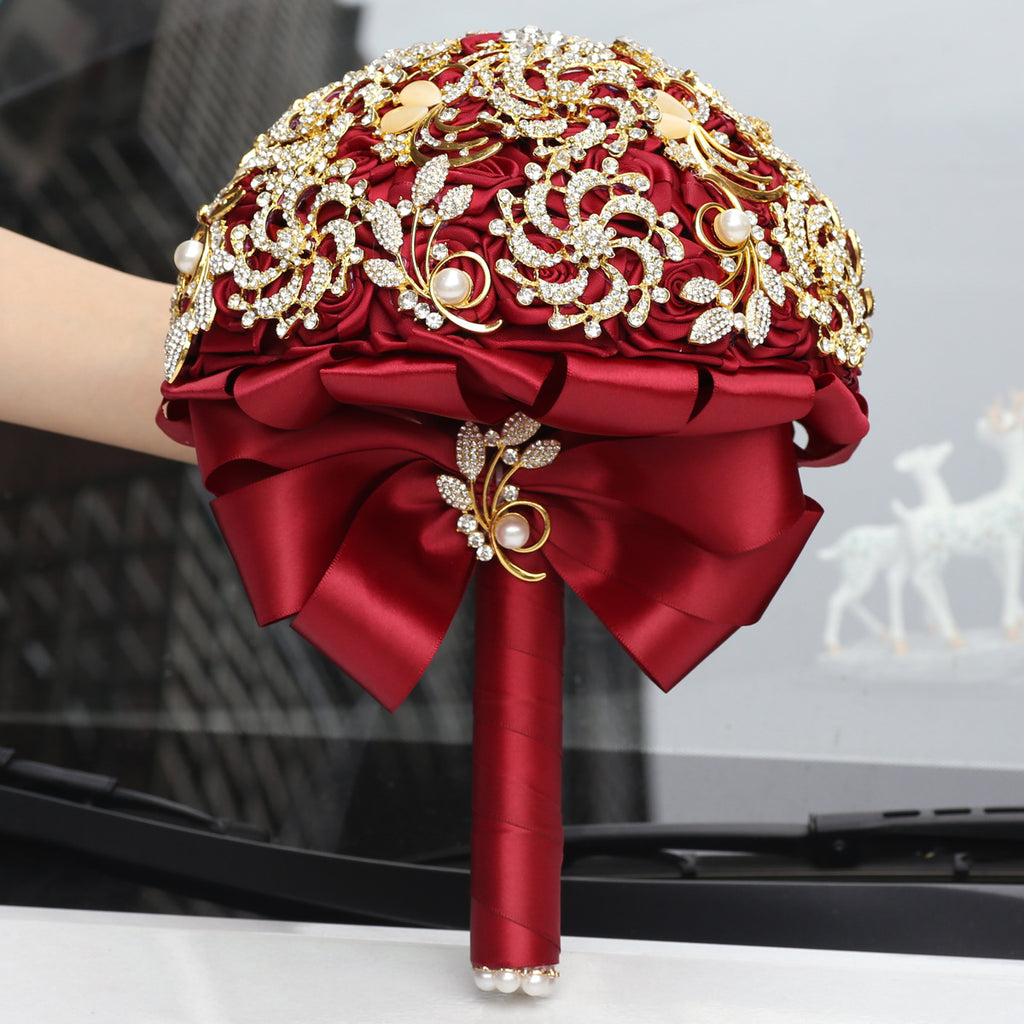 Bouquet de mariée en diamant complet doré