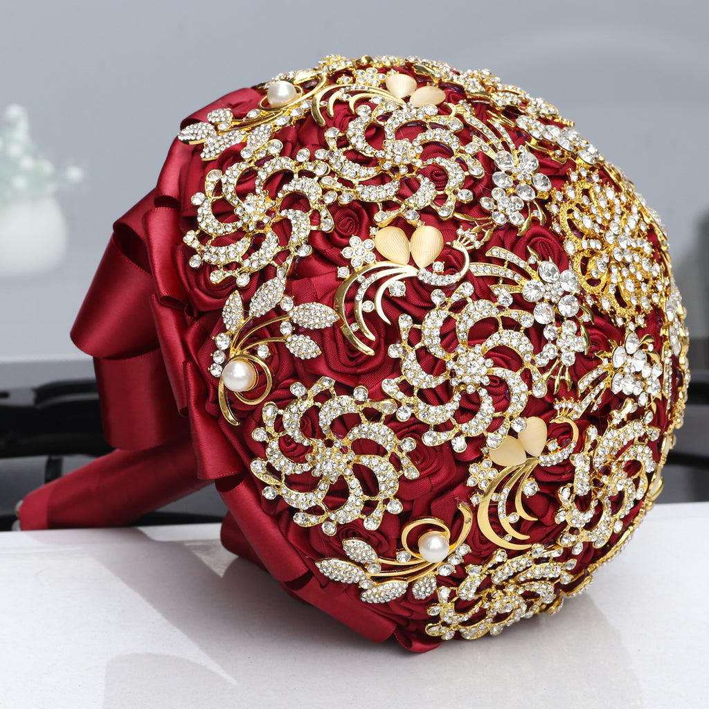 Bouquet de mariée en diamant complet doré