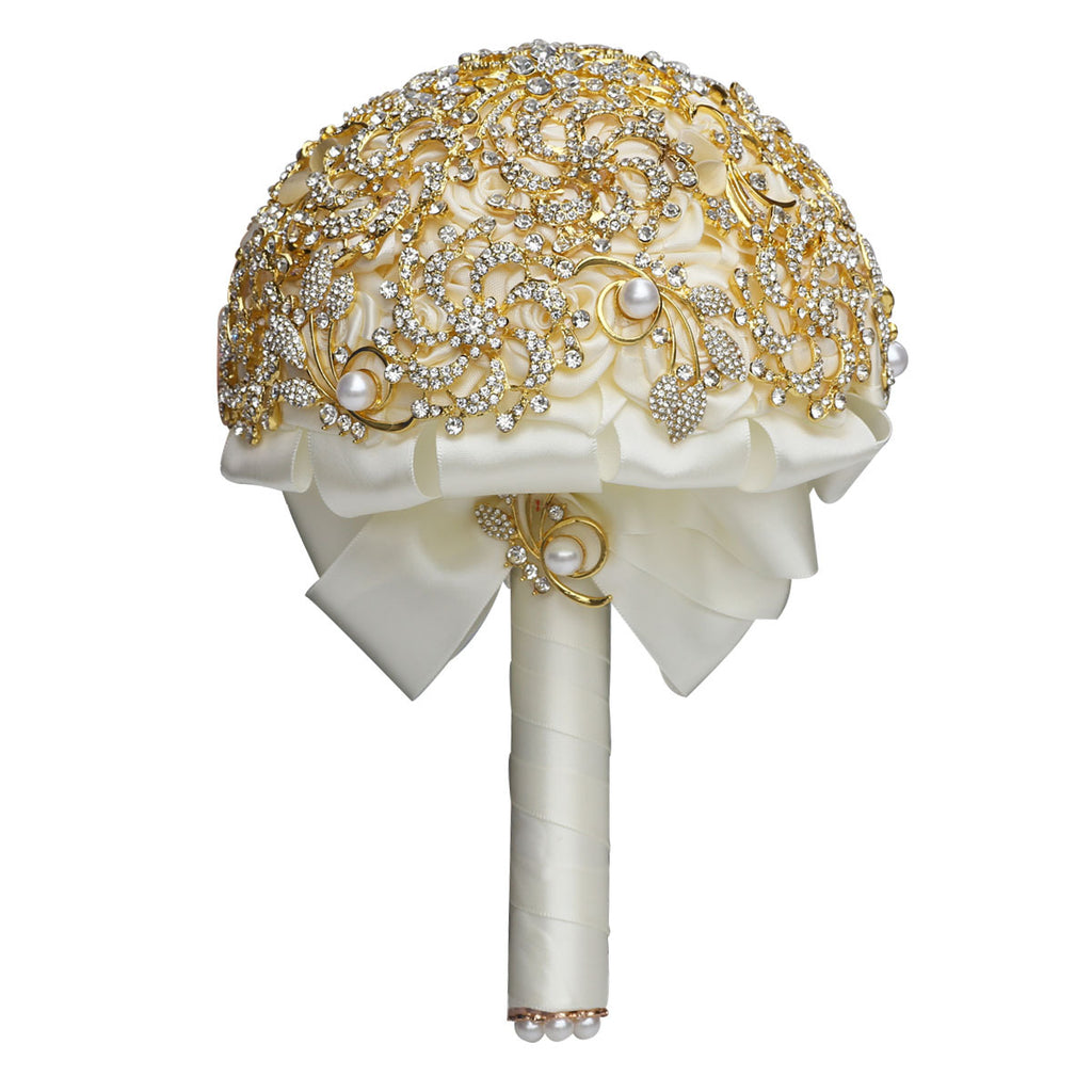 Bouquet de mariée en diamant complet doré