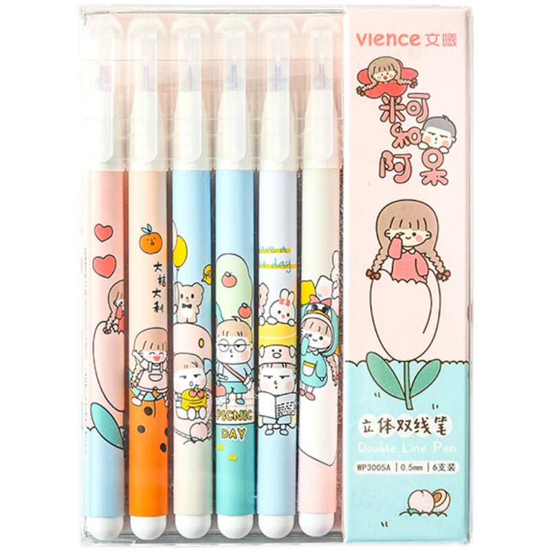 Stylo de marqueur à 6 couleurs à double tête
