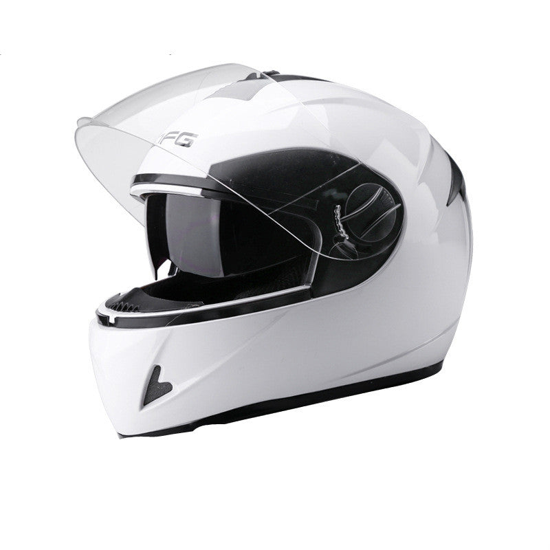 Casque de voiture de batterie Gray Homme Anti-Fog Quatre saisons Casque plein visage