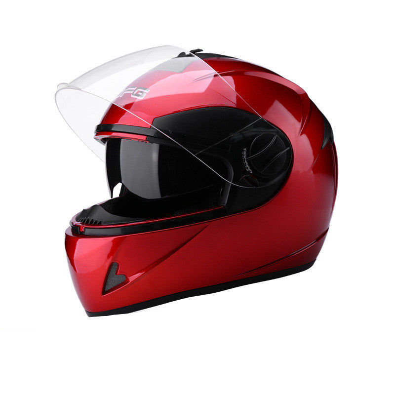 Casque de voiture de batterie Gray Homme Anti-Fog Quatre saisons Casque plein visage