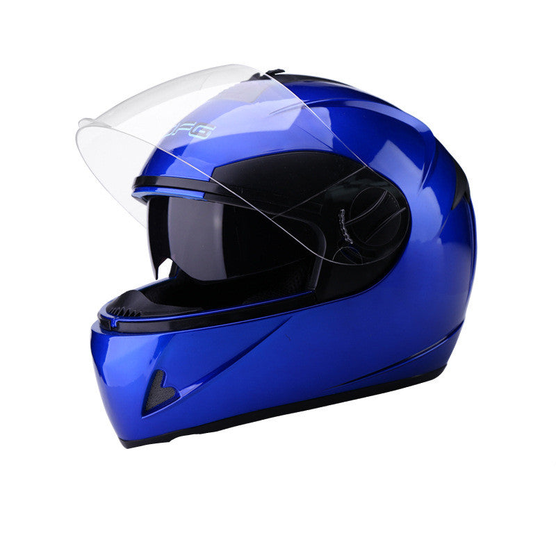 Casque de voiture de batterie Gray Homme Anti-Fog Quatre saisons Casque plein visage