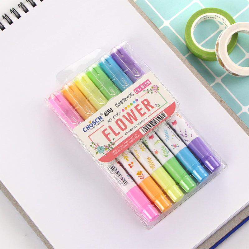 Stylo de marqueur couleur 6 couleurs pour surlignement de surlignement