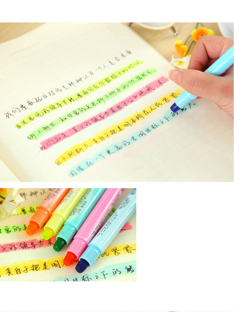 Stylo de marqueur couleur 6 couleurs pour surlignement de surlignement