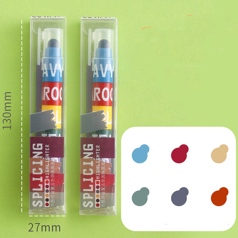 Stylo de marqueur couleur 6 couleurs pour surlignement de surlignement