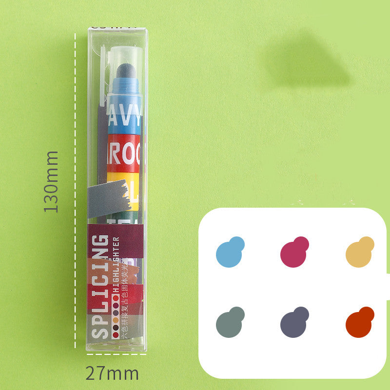 Stylo de marqueur couleur 6 couleurs pour surlignement de surlignement