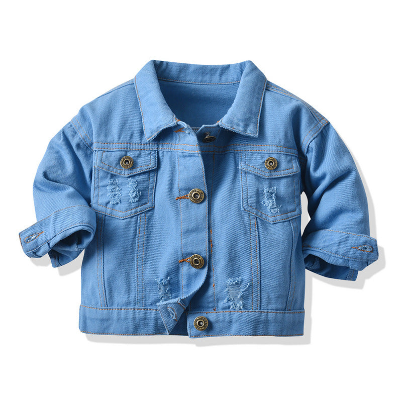 Veste de denim multicolore avec lapelles et manches longues