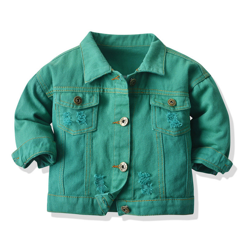 Veste de denim multicolore avec lapelles et manches longues