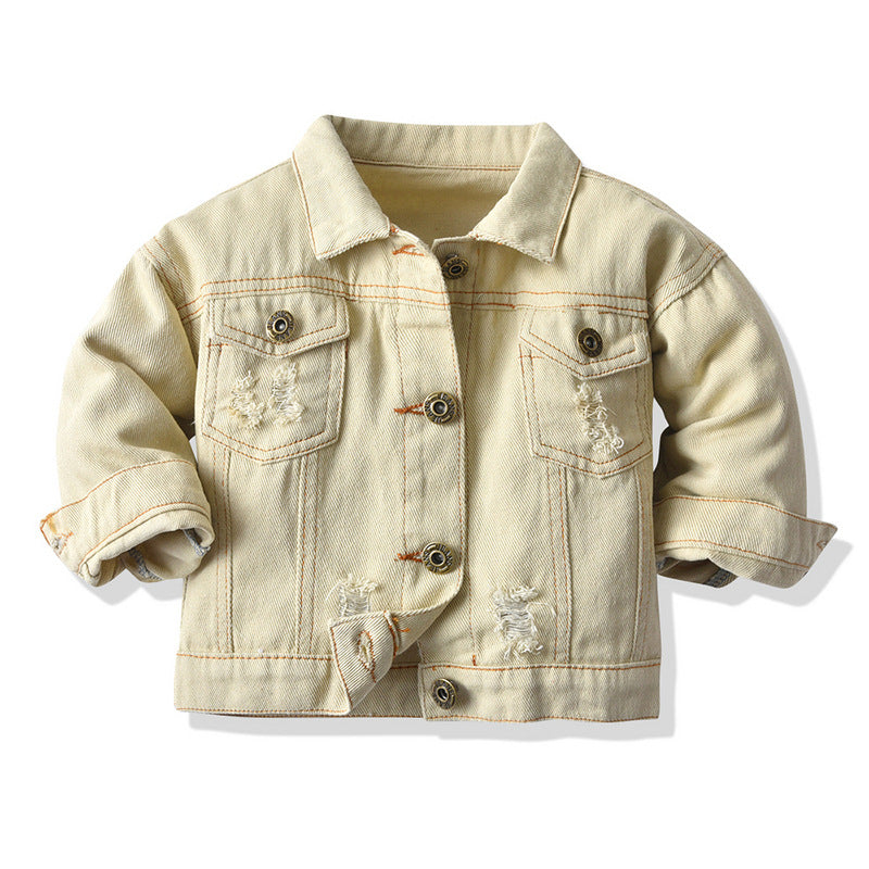 Veste de denim multicolore avec lapelles et manches longues