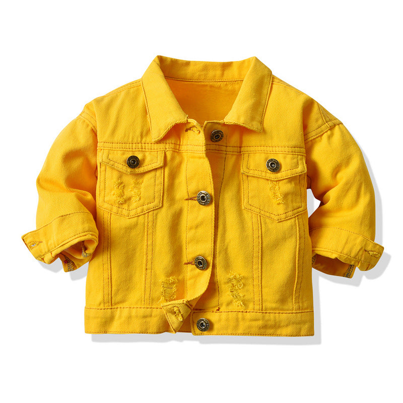 Veste de denim multicolore avec lapelles et manches longues
