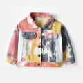 Veste de denim multicolore avec lapelles et manches longues