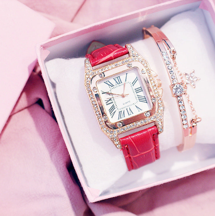 Élégante montre à quartz à cadran carré