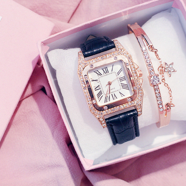 Élégante montre à quartz à cadran carré