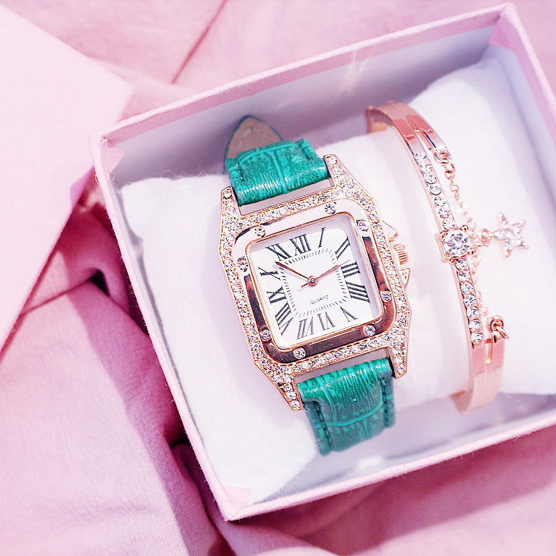Élégante montre à quartz à cadran carré