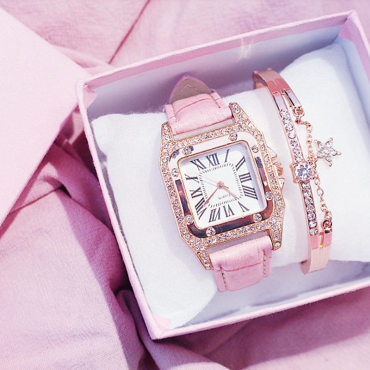Élégante montre à quartz à cadran carré