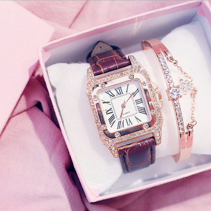 Élégante montre à quartz à cadran carré