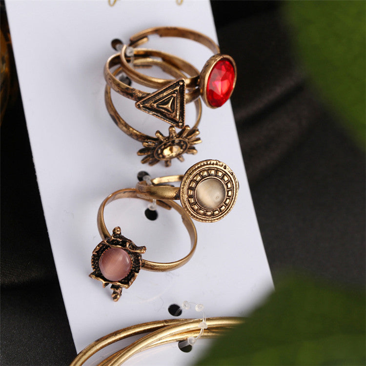 Creative Vintage Flower Joint Ring Ensemble de bracelet ouvert