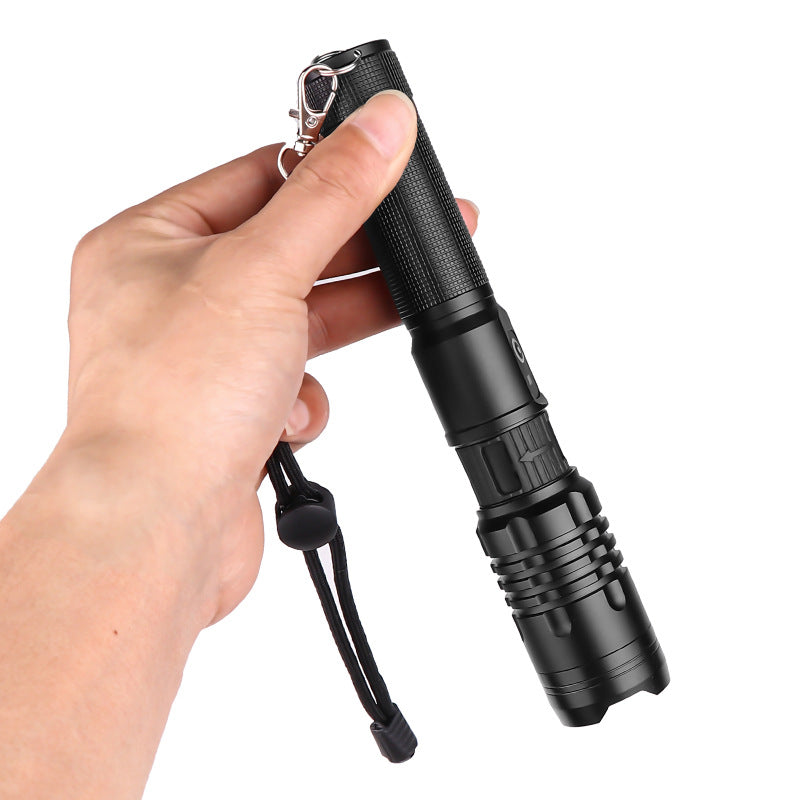 Lampe de poche super lumineuse Zoomable USB rechargeable électrique Torche 5 modes Torche extérieure Fis