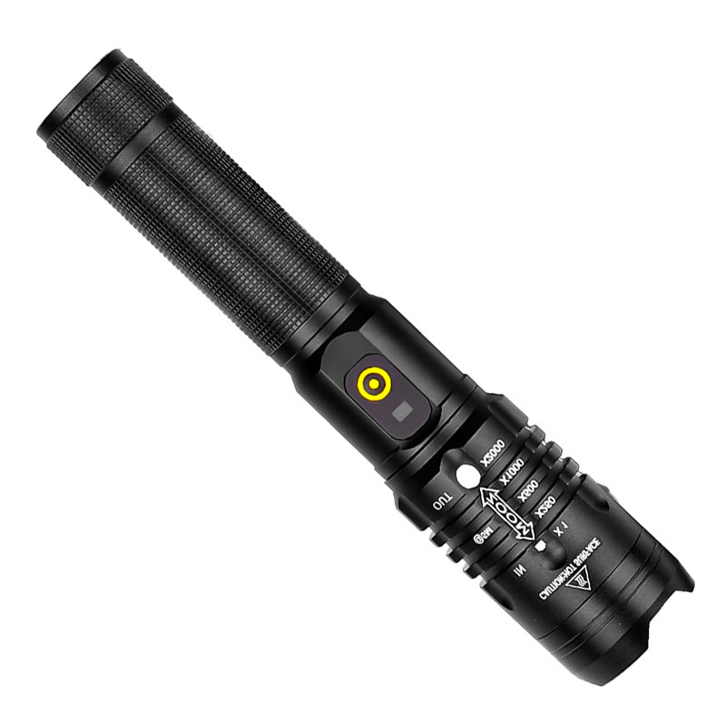 Lampe de poche super lumineuse Zoomable USB rechargeable électrique Torche 5 modes Torche extérieure Fis