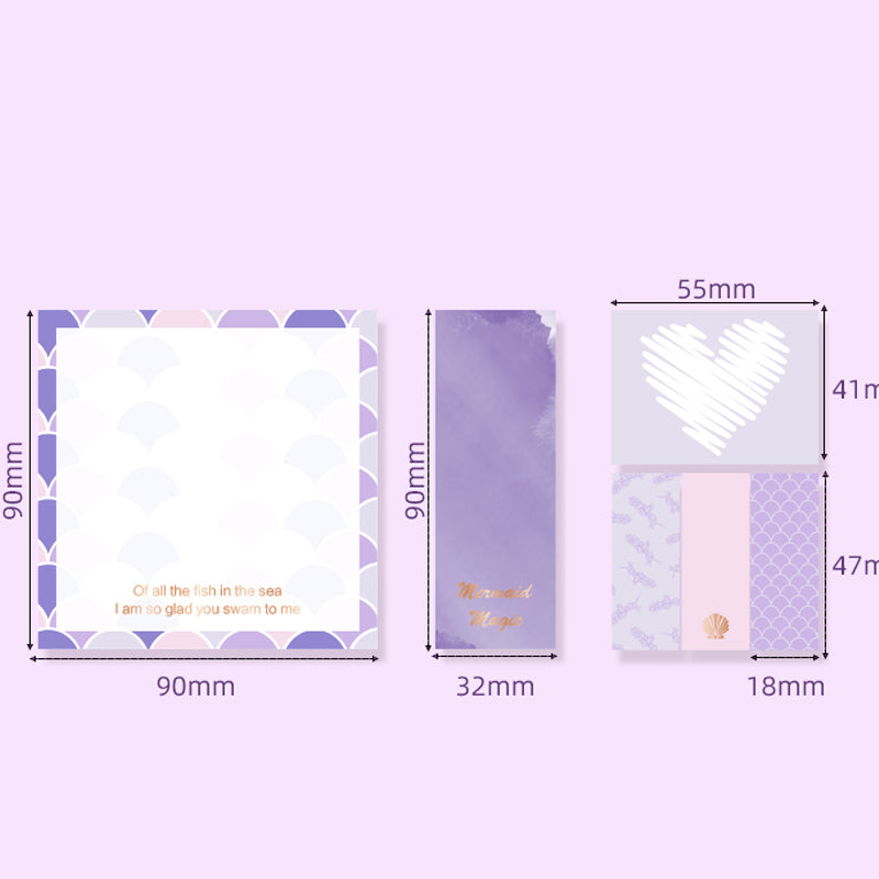 Mémo Pads série de sirène pourpre 6 Sets