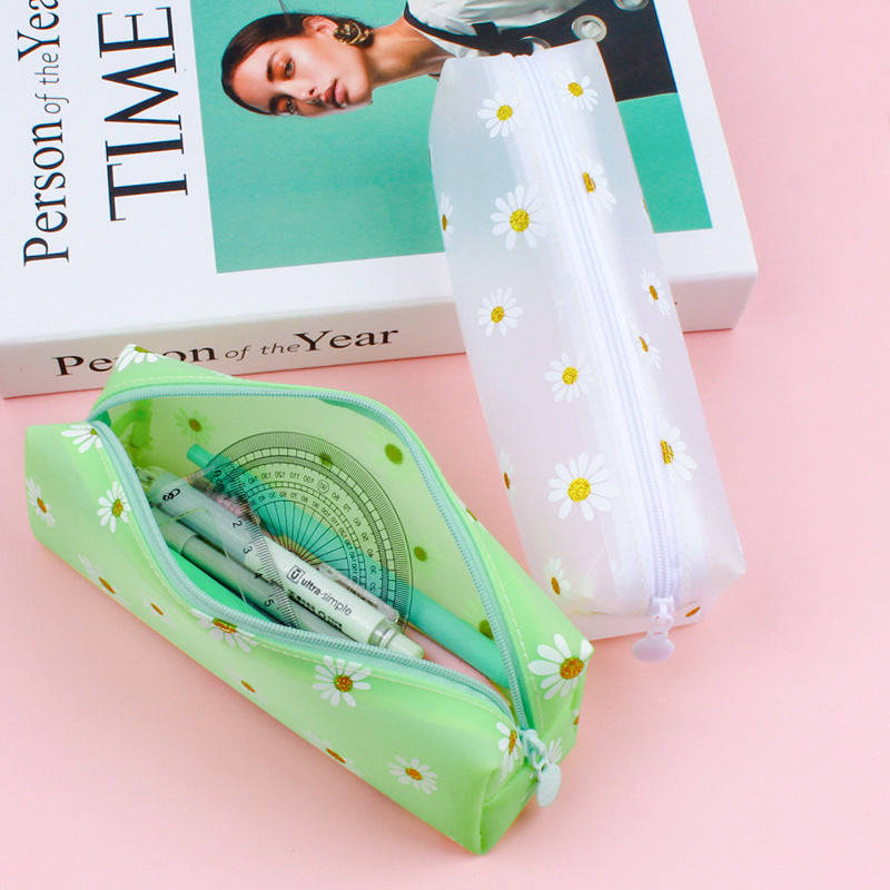 Transparent Tpv Girl Cosmétiques Sac de rangement Daisy Crayon étudiant