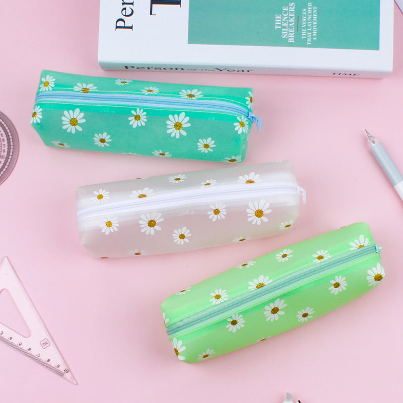 Transparent Tpv Girl Cosmétiques Sac de rangement Daisy Crayon étudiant