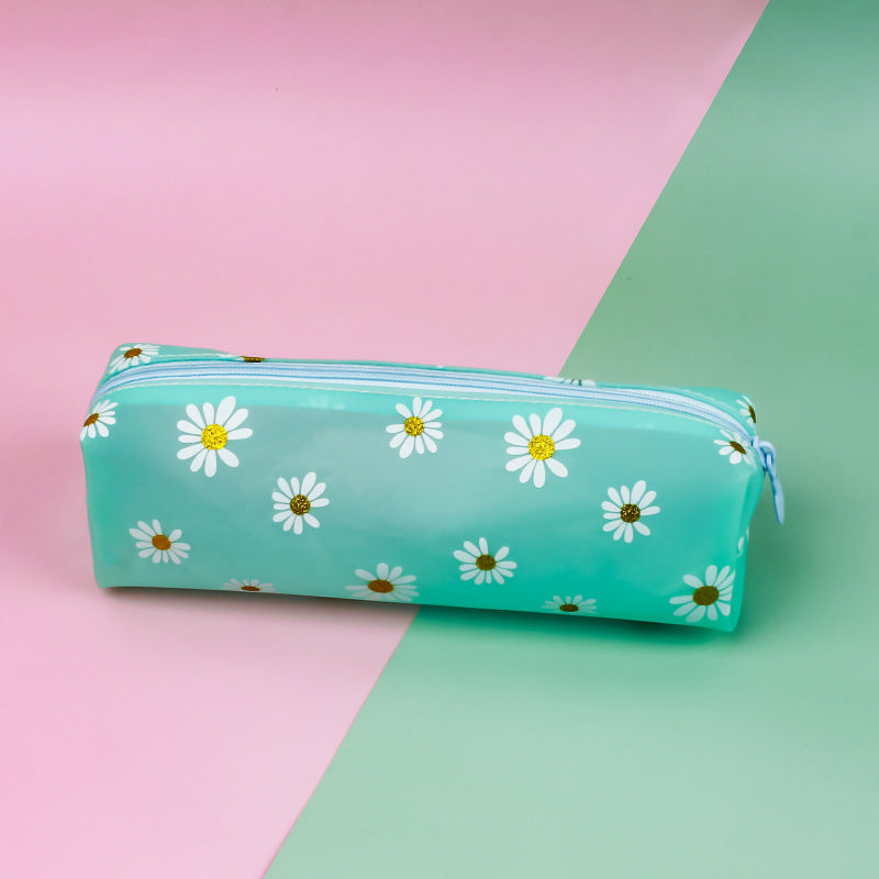 Transparent Tpv Girl Cosmétiques Sac de rangement Daisy Crayon étudiant
