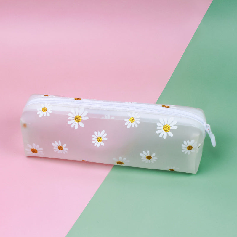 Transparent Tpv Girl Cosmétiques Sac de rangement Daisy Crayon étudiant