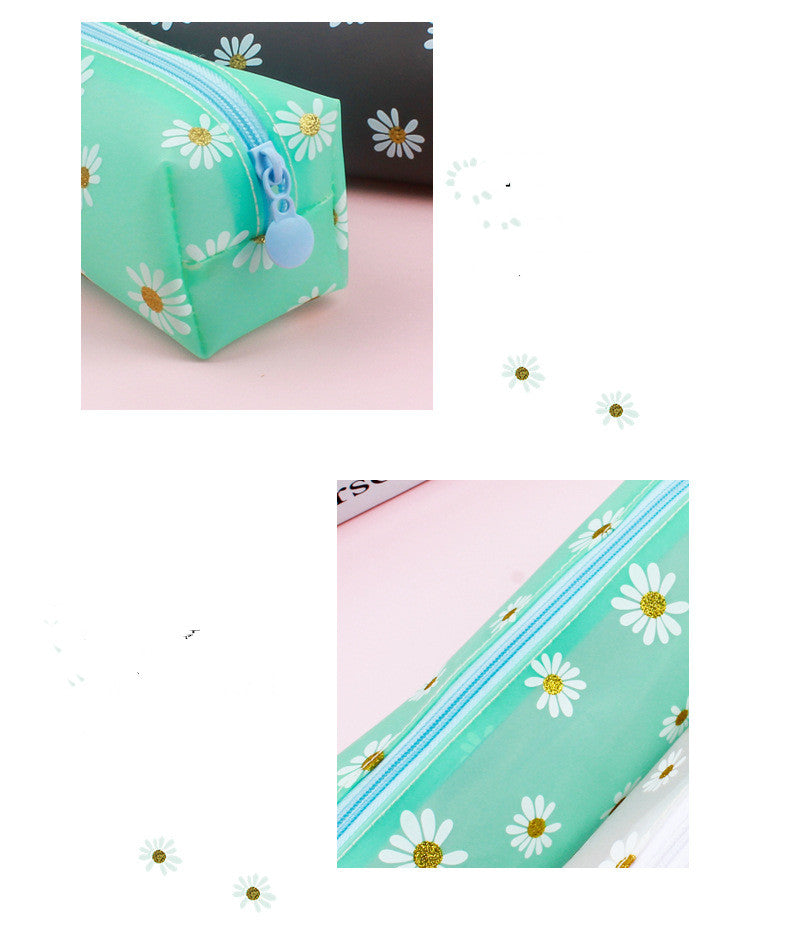 Transparent Tpv Girl Cosmétiques Sac de rangement Daisy Crayon étudiant