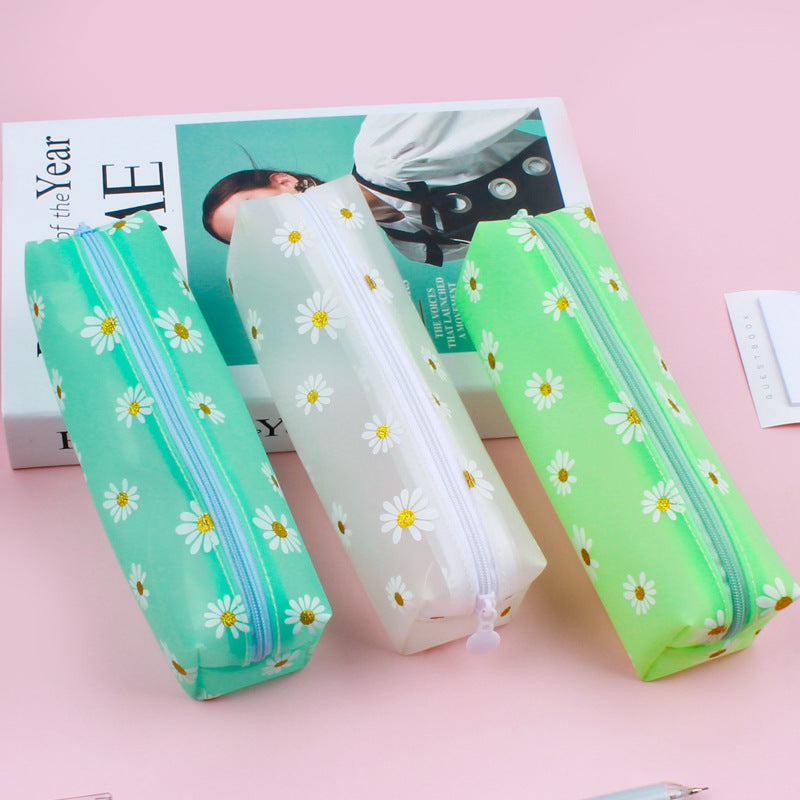 Transparent Tpv Girl Cosmétiques Sac de rangement Daisy Crayon étudiant