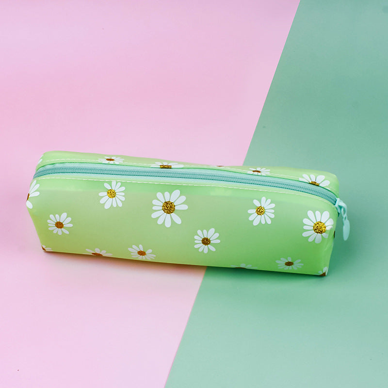 Transparent Tpv Girl Cosmétiques Sac de rangement Daisy Crayon étudiant