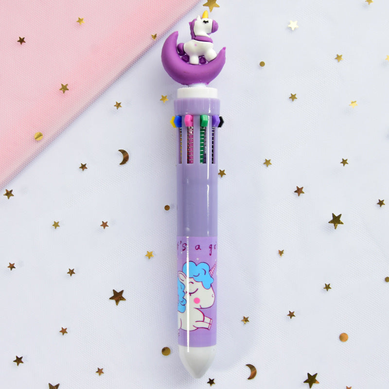 Stylo à bille de presse multicolore de dessin animé du cœur