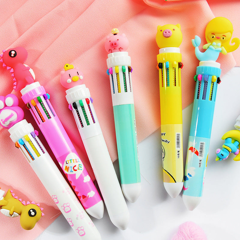Stylo à bille de presse multicolore de dessin animé du cœur