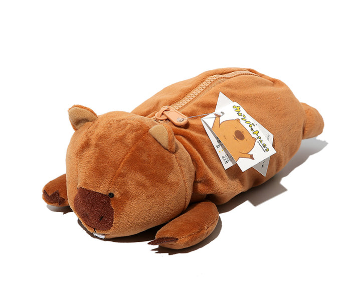 Mignon animal caricature wombat famille en peluche cas crayon