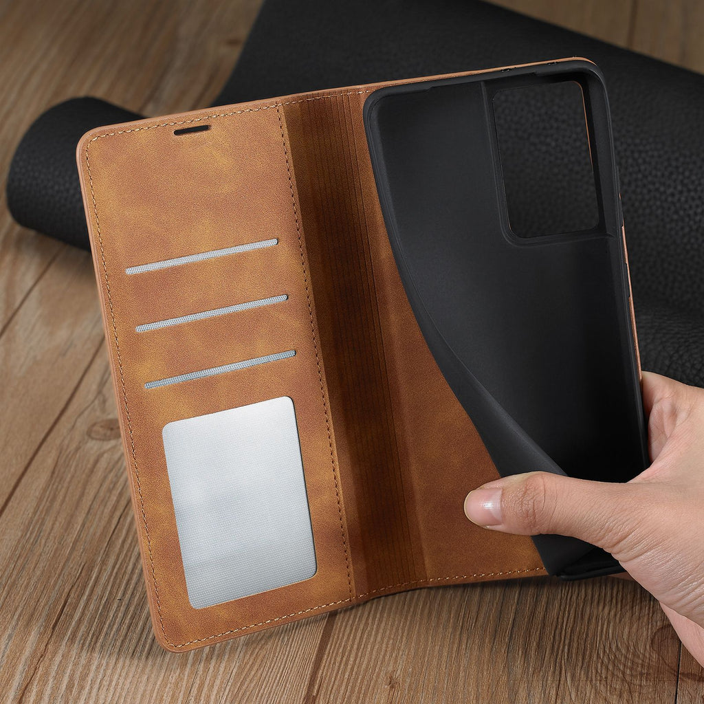 Convient pour le boîtier de téléphone mobile capteur de peau Wallet Card Holster Flip Cover Case