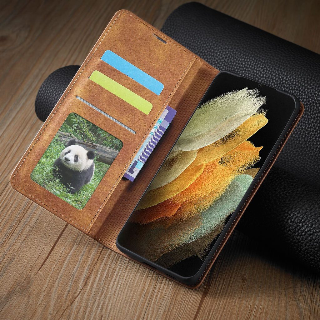 Convient pour le boîtier de téléphone mobile capteur de peau Wallet Card Holster Flip Cover Case