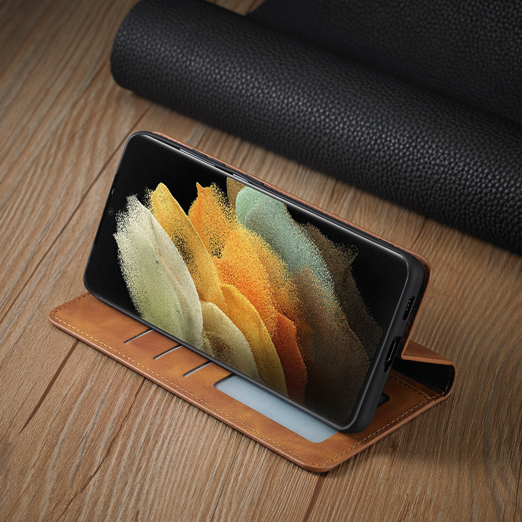 Convient pour le boîtier de téléphone mobile capteur de peau Wallet Card Holster Flip Cover Case