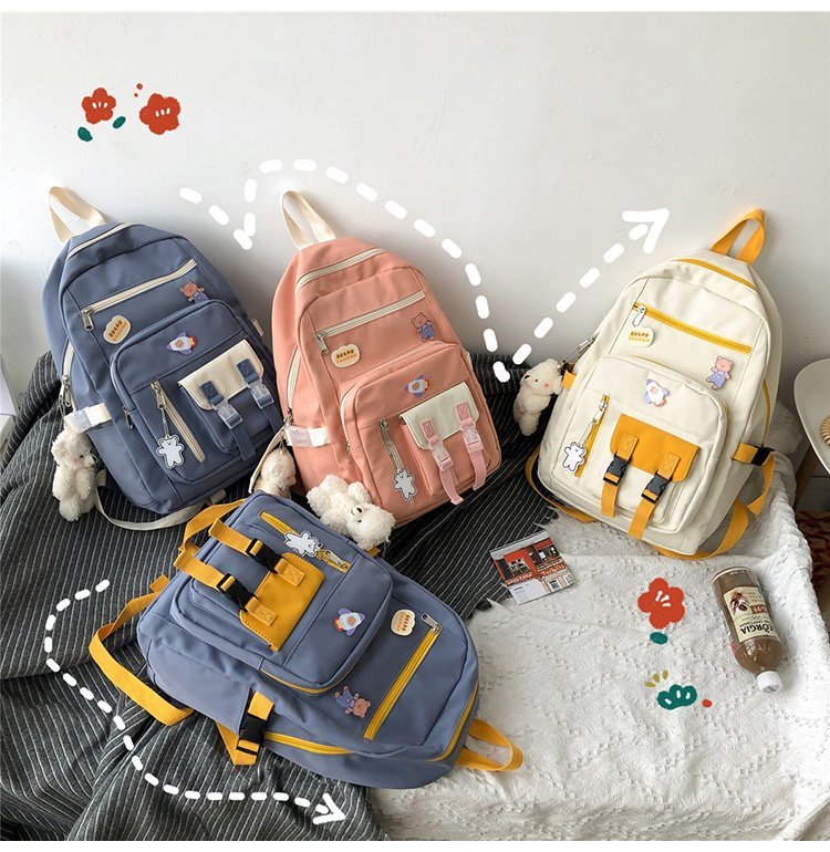 Campus Petite et mignonne fille étudiant couleur matching sac à dos japonais Vintage