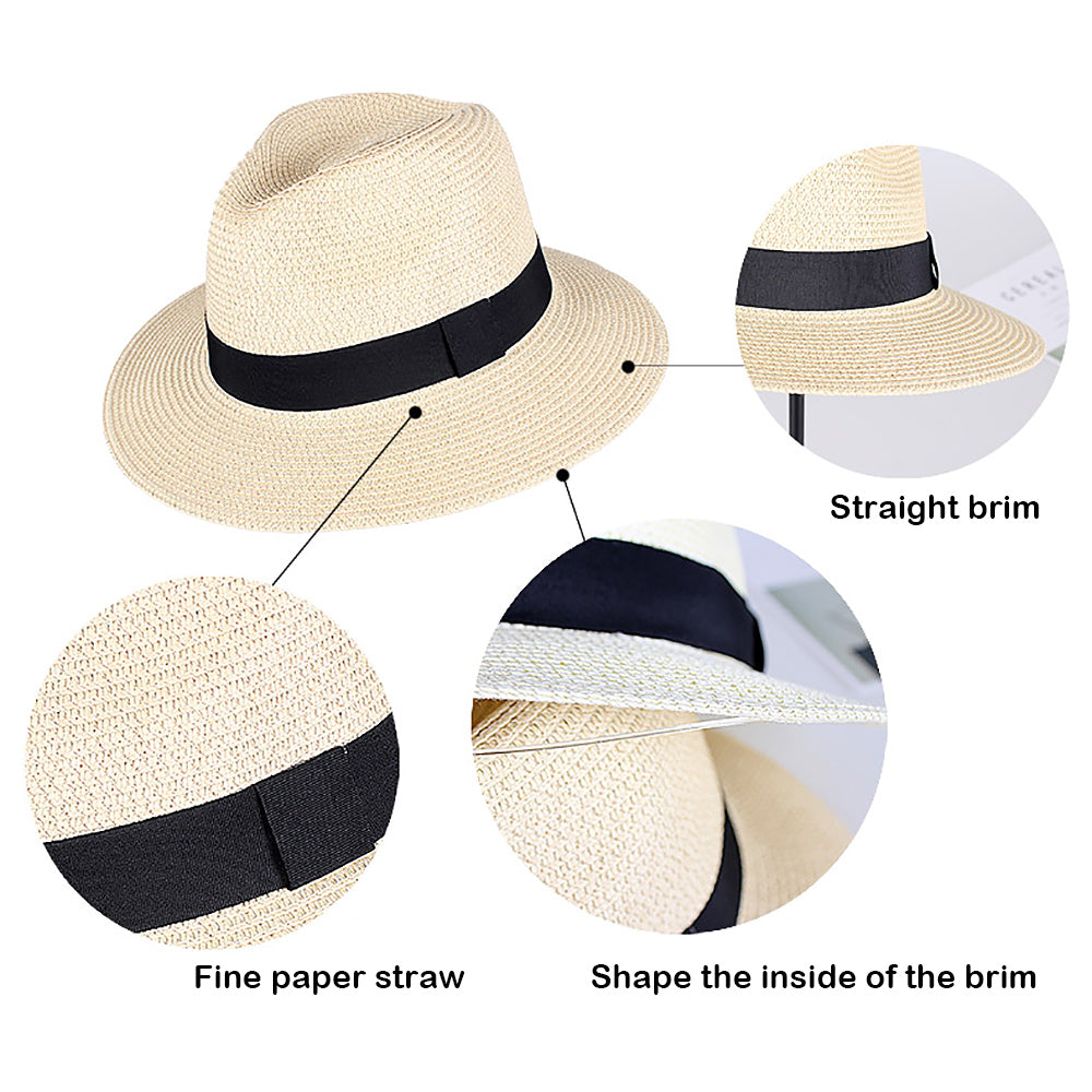 Large Brim écran solaire Soleil ombre Chapeau Panama Straw Chapeau Femme Couple Chapeau supérieur