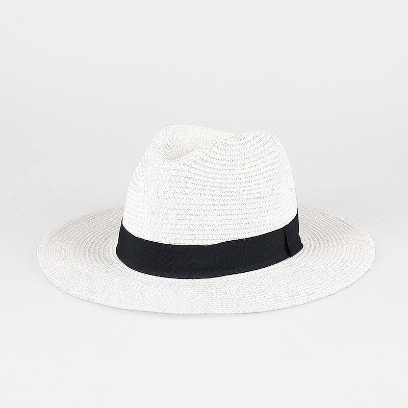 Large Brim écran solaire Soleil ombre Chapeau Panama Straw Chapeau Femme Couple Chapeau supérieur