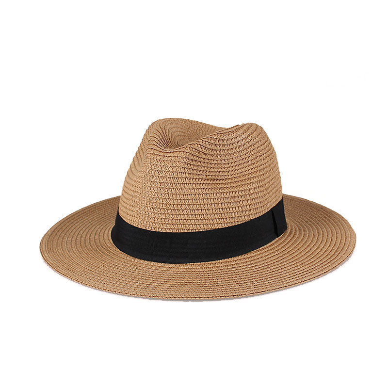 Large Brim écran solaire Soleil ombre Chapeau Panama Straw Chapeau Femme Couple Chapeau supérieur